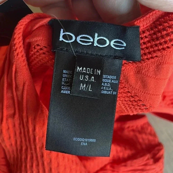 NWT Bebe Bodycon Orange Mini Dress Sz M/L - Picture 6 of 7